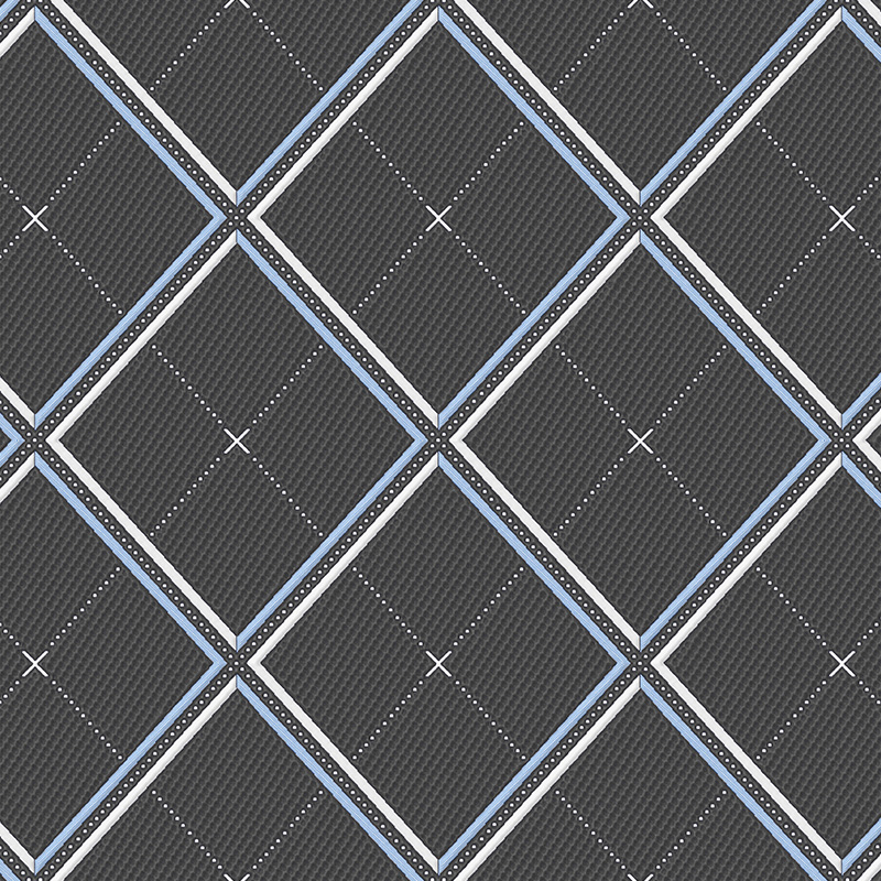 Tejido de punto jacquard doble a cuadros gris y azul